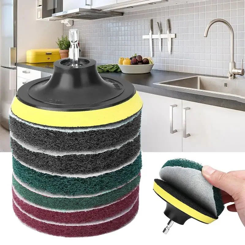 12pcs, Drill Brush Attachment Set, Power Cleaning Scrub Brush And Scrub Sponge, For Grout Floor, Tile, Bathroom, Kitchen