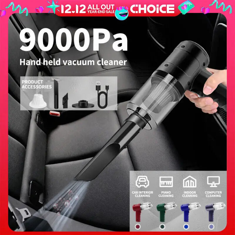 Handheld Car Vacuum Cleaner, 15000PA Portable Cordless, Dual use of blowing and suctionMulti-Nozzles, for Car, Home, Pet, Office